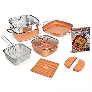 Best red coppper square cookware set