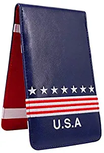 Craftsman Golf USA Star Red Stripes Blue Pu Leather Scorecard & Yardage Holder Cover Also Available Customized Name Version