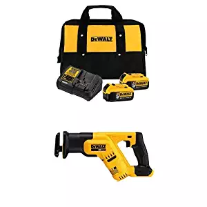 DEWALT DCB205-2CK 20V Max 5.0Ah Starter Kit with 2 Batteries with DCS387B 20-volt MAX Compact Reciprocating Saw