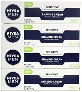 NIVEA MEN Sensitive Shaving Cream, 3.5 oz Tube (4 Pack)