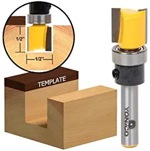 Yonico 14169q 1/2-Inch Hinge Mortise Flush Trim Template Router Bit 1/4-Inch Shank
