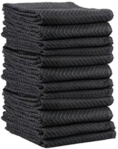 US Cargo Control Performance Mover Moving Blankets | 72 inch x 80 inch Black and White Moving Pads| 6.25 pounds each (75 pounds per dozen) | 12 Blankets