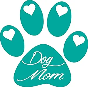 CMI ND014T Dog Paw Dog Mom Decal Sticker | 5.5-Inches by 5.4-Inches | Premium Quality Teal Vinyl