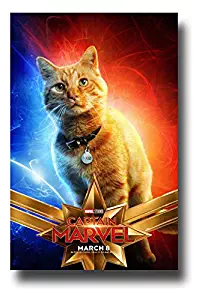 Captain Marvel Poster Movie Promo 11 x 17 inches Cat Goose Blue Red