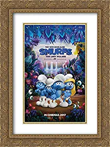 Smurfs: The Lost Village 18x24 Double Matted Gold Ornate Framed Movie Poster Art Print