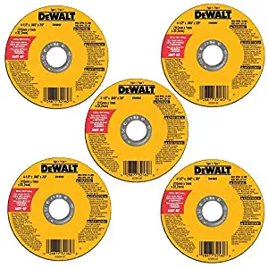 DEWALT DW8062B5 4-1/2-Inch by 0.045-Inch Metal and Stainless Cutting Wheel, 7/8-Inch Arbor, 5-Pack