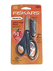 Fiskars Safety-Edge Pointed-tip Kids Scissors - 5 inches - Blue - Includes Blade Cover