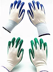 7 Pairs Pack SKYTREE Gardening Gloves, Work Gloves , Comfort Flex Coated, Breathable Nylon Shell, Nitrile Coating, Women’s Medium Size, Green/Blue