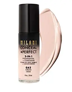 Milani Conceal + Perfect 2-in-1 Foundation + Concealer - Cream (1 Fl. Oz.) Cruelty-Free Liquid Foundation - Cover Under-Eye Circles, Blemishes & Skin Discoloration for a Flawless Complexion