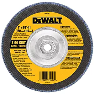 DEWALT DW8329 7-Inch by 5/8-Inch-11 60 Grit Zirconia Angle Grinder Flap Disc