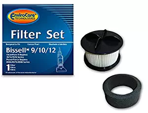 EnviroCare Replacement Vacuum Filter for Bissell 9/10/12 HEPA Pleated Micro Inner Filter and Outer Foam Filter