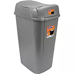 Hefty Pivot-Lid 13.3-Gallon Trash Can, Silver (1)