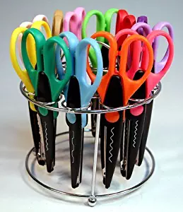 Strokes Office Supplies 12 Paper Edger Scissors with Organizer Stand! Great for Teachers, Crafts, Scrapbooking (SBA5115)
