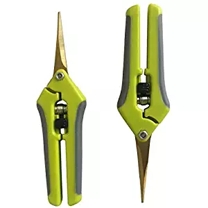 The Relaxed Gardener Gardening Scissors Set - Curved and Straight Titanium Coated Blade Micro Tip Pruning Scissors - Super Sharp Trimming Scissors with Anti-Rust Coating