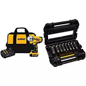 DEWALT DCF899M1 20V MAX XR Brushless High Torque Impact Wrench with Dentent Pin Anvil, 1/2" with DEWALT DW22812 1/2-Inch 10-Piece IMPACT READY Socket Set (SAE)