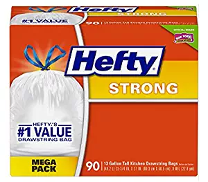 Hefty Strong Kitchen Trash Bags 13 Gallon Garbage Bags 90 Count
