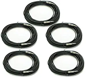 5 PACK: Instrument Acoustic Electric Bass Guitar Keyboard Patch Cable 1/4 Quarter Inch (20ft)