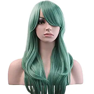 YOPO 28" Wig Long Big Wavy Hair Women Cosplay Costume Party Wig(Green)