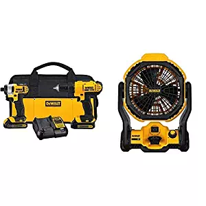 DEWALT DCK240C2 20v Lithium Drill Driver/Impact Combo Kit (1.3Ah) with 11" Corded/Cordless Jobsite Fan (Tool Only)