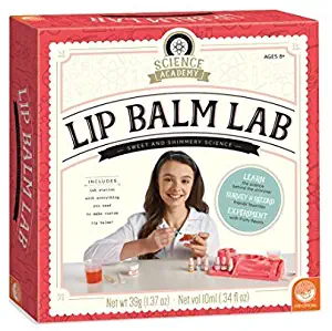 MindWare Science Academy Lip Balm lab - Kit Includes 18pcs to Teach Kids & Teens Cosmetic Chemistry - Boys & Girls Make and Test Easy DIY Lip balms