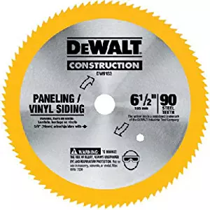 DEWALT DW9153 6-1/2-Inch 90 Tooth Paneling and Vinyl Cutting Saw Blade with 5/8-Inch Arbor