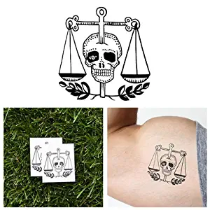 Tattify Skull Temporary Tattoo - No Weigh (Set of 2) - Other Styles Available - Fashionable Temporary Tattoos - Long Lasting and Waterproof