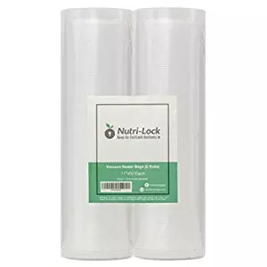 Nutri-Lock Vacuum Sealer Bags. 2 Pack 11x50 Commercial Grade Bag Rolls for FoodSaver, Sous Vide