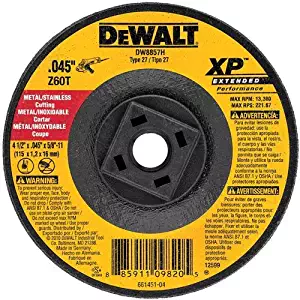 DEWALT DW8857H 4-1/2-Inch by 0.045-Inch XP Cutting Wheel, 5/8-11 Arbor