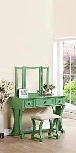 Poundex Bobkona Edna Vanity Set with Stool, Apple Green