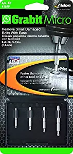 Alden 4507P Grabit Micro Broken Bolt Extractor 4 Piece Kit - Small Bolt and Screw Remover - Made in the USA