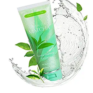 Green Tea Matcha Gentle Foaming Exfoliator, Best Exfoliating Face Wash For Men & Women, Deep Cleansing & Reduces Clogged Pores, Anti-Aging Facial Skin Care Cleanser, Microdermabrasion Effect