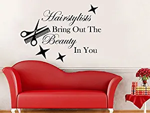 StylewithDecals Hairstylists Bring Out The Beauty in You Wall Decal Quote Beauty Salon Decor Woman Makeup Fashion Cosmetic Hairdressing Wall Decals Design Interior C500