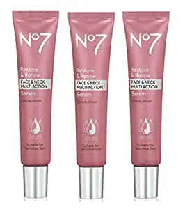 No7 Restore & Renew Face & Neck MULTI ACTION Serum 30ml (Pack of 3)
