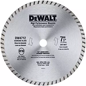 DEWALT DW4712 High Performance 7-Inch Dry/Wet Cutting Continuous Rim Diamond Saw Blade for Block and Brick