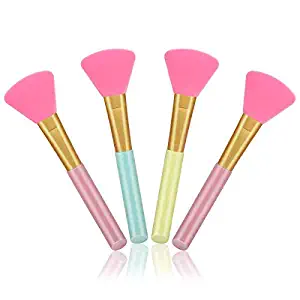 Cuttte 4pcs Silicone Face Mask Brushes, Flexible Facial Mud Mask Applicator Brush, Hairless Moisturizers Applicator Tools, Soft Face Mask Applicator for Mud, Clay, Charcoal Mixed Mask