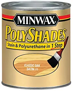 Minwax 61370444 PolyShades - Stain & Polyurethane in 1 Step, quart, Classic Oak, Satin