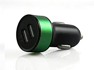 Car Charger Car Charger Adapter by Cable and Case - Universal Car Charger USB - Dual Car Charger Splitter for iPhone 6 7 8 X Plus iPad - Charge Samsung Galaxy S6 S7 S8, LG, Moto & More (Black/Green)