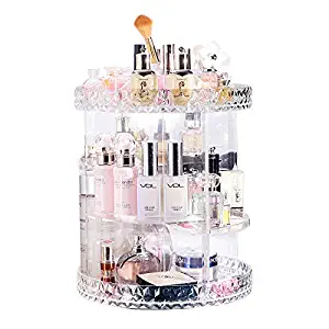 Lumcrissy Makeup Cosmetic Countertop Organizer,360-Degree Rotating Crystal Display Stand Box (Plus Size14‘'×11‘ Extra Large Capacity), Adjustable Multi-Function Cosmetic Storage