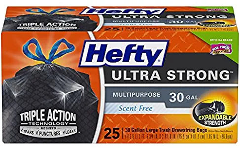 Hefty Ultra Strong Multipurpose Large Black Trash Bags - 30 Gallon, 25 Count
