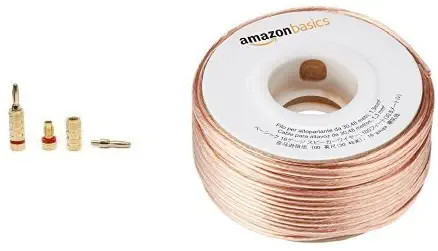 Monoprice 109436 Copper Speaker Banana Plugs Closed Screw Type (5-Pair) and AmazonBasics 16-Gauge Speaker Wire - 100 Feet Bundle