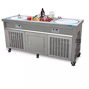 Ment 110V 60HZ USA Franchise Snack Food Street Food carts Double Round Pans STIR Fried ice Cream Machine Instant stir roll ice Cream Machine Instant Fry ice Cream roll Machine