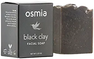Osmia Black Clay Cleansing Facial Soap - Hydrating Australian Clay, Exfoliating Dead Sea Mud & Coconut Milk Bar for Face - Perfect for Normal, Problem & Combination Skin (2.25 oz.)