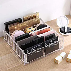 ROWNYEON Acrylic Makeup Organizer 8 Compact Makeup Holder Organizer For Vanity Clear Cosmetics Makeup Drawer Organizer Makeup Organizer Countertop Makeup Tray With Removable Dividers
