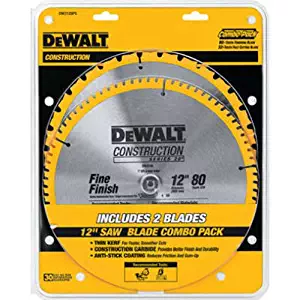 DEWALT DW3128P5 80-Tooth 12 in. Crosscutting Tungsten Carbide Miter Saw Blade - 2 Pack