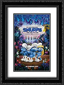 Smurfs: The Lost Village 18x24 Double Matted Black Ornate Framed Movie Poster Art Print