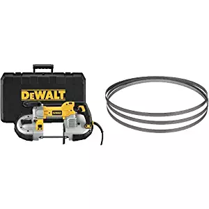 DEWALT DWM120K 10 Amp 5-Inch Deep Cut Portable Band Saw Kit with DEWALT DW3983 .020-by-44-7/8-Inch 18 TPI Portable Band Saw Blade, 3-Pack