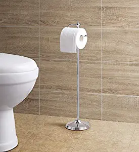 SunnyPoint Bathroom Free Standing Toilet Tissue Paper Roll Holder Stand with Reserve Function, Chrome Finish