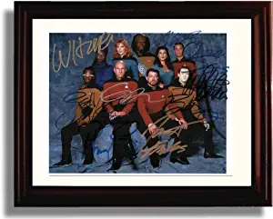 Framed Cast of Star Trek The Next Generation Autograph Replica Print - Star Trek The Next Generation