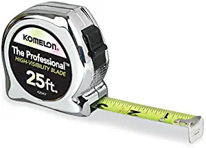 Komelon 425HV High-Visibility Professional Tape Measure, 25-Feet by 1-Inch, Chrome