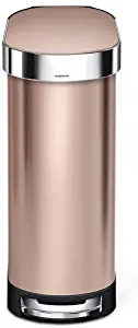 simplehuman 45 Liter / 12 Gallon Slim Kitchen Step Liner Rim, Rose Gold Stainless Steel Hands-Free Trash Can